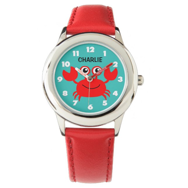 Happy Crab montres monogrammes personnalisées (devant)