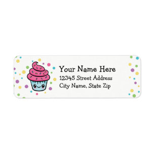 Happy Cupcake étiquettes d'adresse de retour