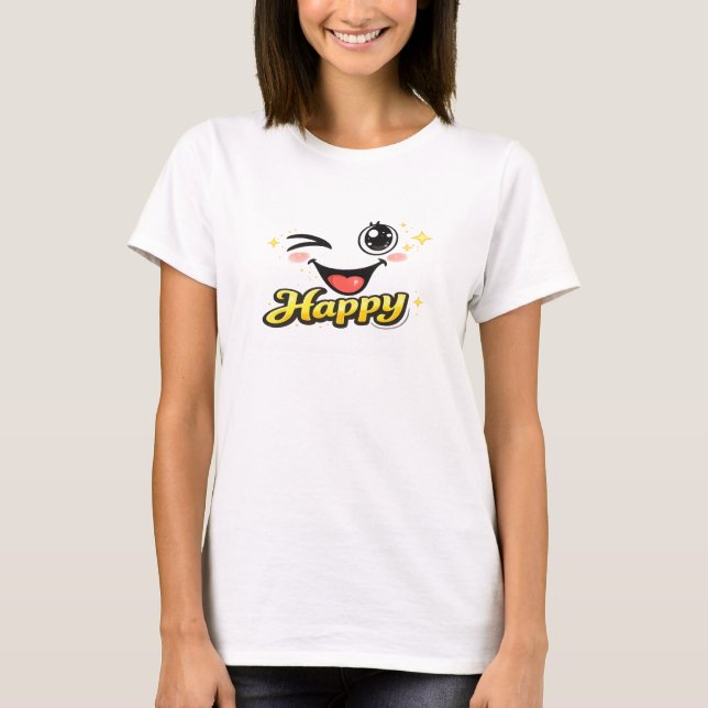 Happy Cute Smiley Face Graphic T-Shirt for Women (Devant)