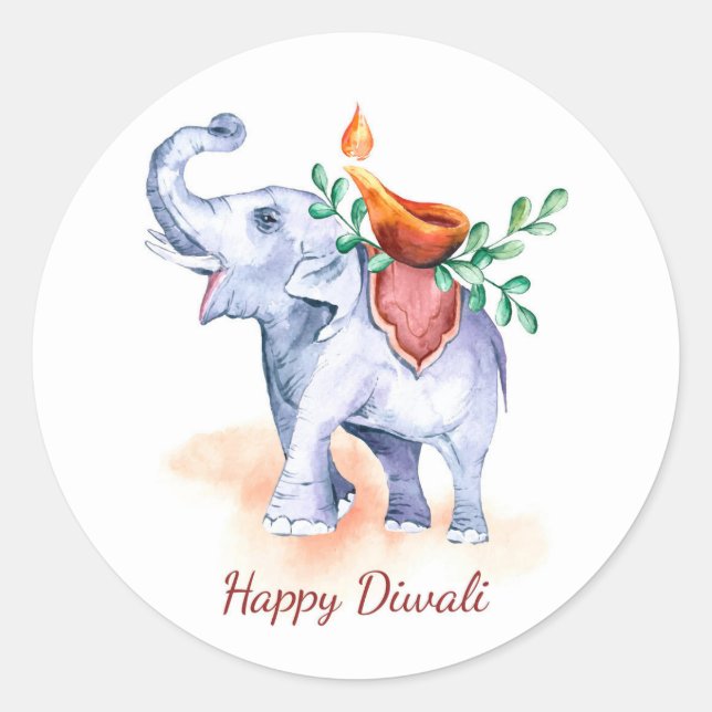 Happy Diwali Classic Round Sticker (Devant)