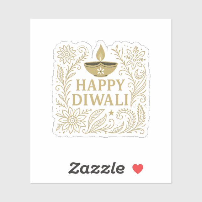 Happy Diwali Gold & Black Sticker Sheet (Feuille)