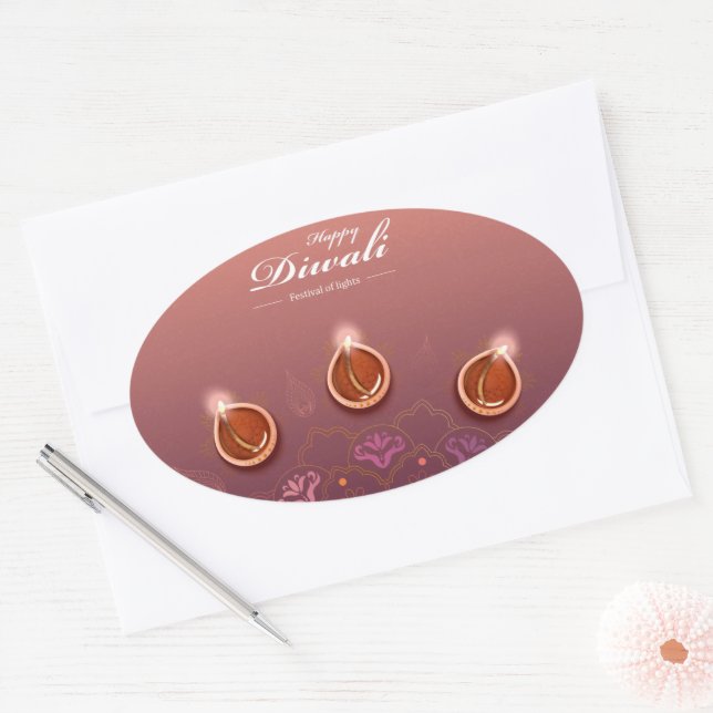 Happy Diwali Oval Sticker (Enveloppe)