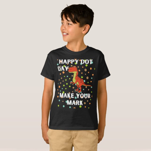 Happy Dot Day T-Rex Boys T-Shirt (Devant entier)