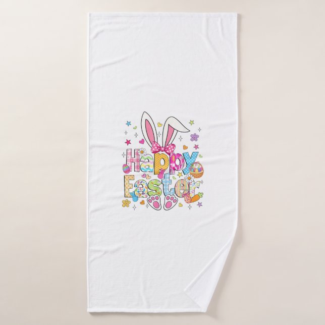 Happy Easter 2026 Cute Bunny Rabbit Easter Day Wom (Serviette de bain)