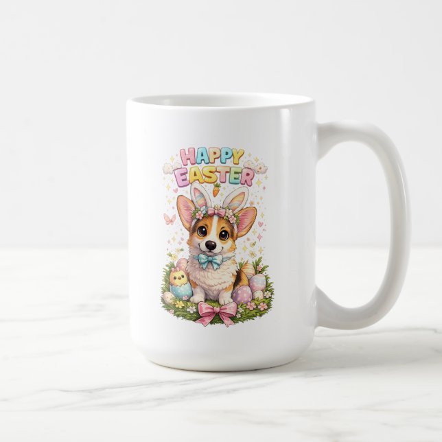 Happy Easter Corgi Mug – Cute Bunny Ears Dog  (Droite)