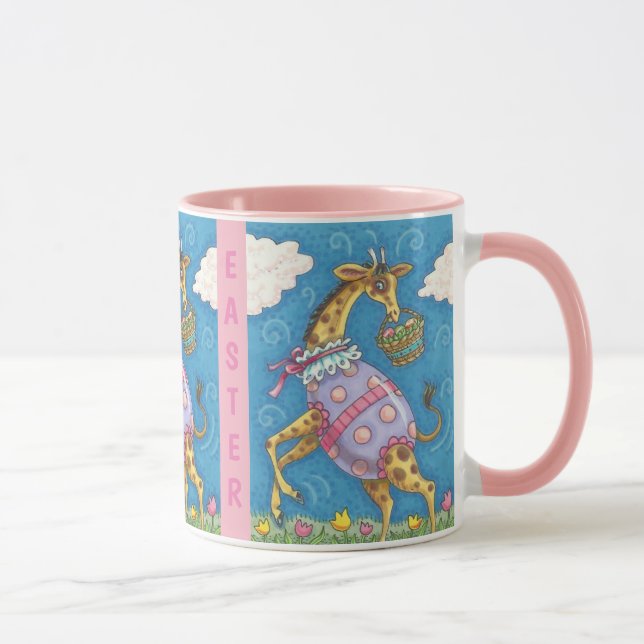 HAPPY EASTER GIRAFFE & TULIPS VACANCES MUG Rose (Droite)