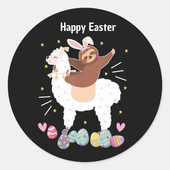 Happy Easter Sloth and llama sticker (Devant)