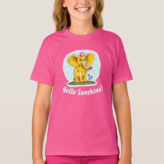Happy Elephant T-Shirt for Girls | Hello Sunshine  (Devant)