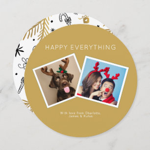 Happy Everything Gold Winter Foliage Carte photo