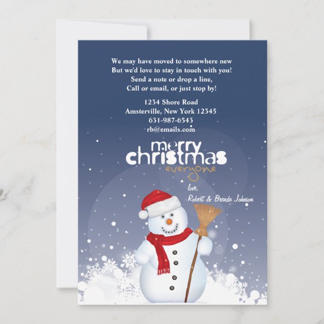 Happy Face Snowman Holiday Moving Faire-part (Devant)