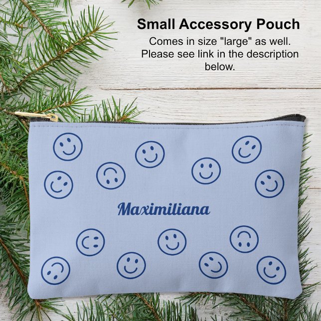 Happy Faces Blue - PETIT sac d'accessoires (Small Accessory Pouch - Happy Faces Blue by Leapfroglisics Shop)