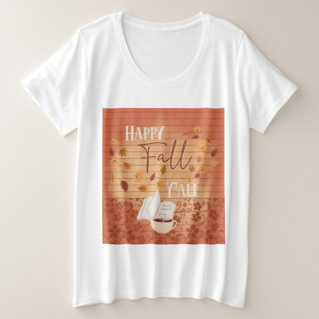 Happy Fall Y'all avec café et feuilles d'automne (Design devant)