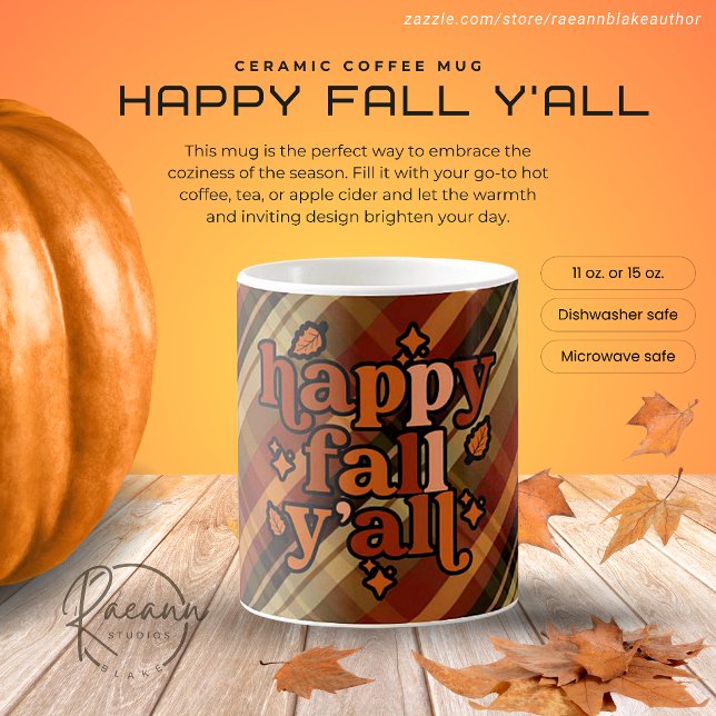 Happy Fall Y'all Ceramic Mug (Créateur téléchargé)