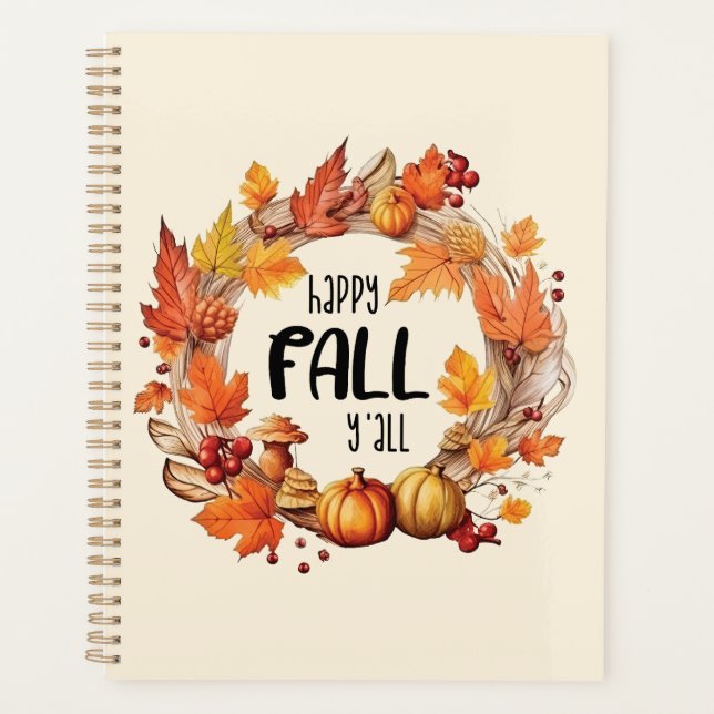 Happy Fall Y'all - Citrouille & Autumn Leaves Wrea (Devant)