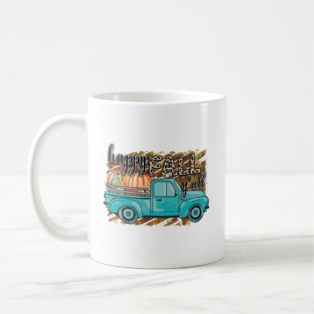 Happy Fall Y'all Citrouille Farm Truck Mug (Gauche)