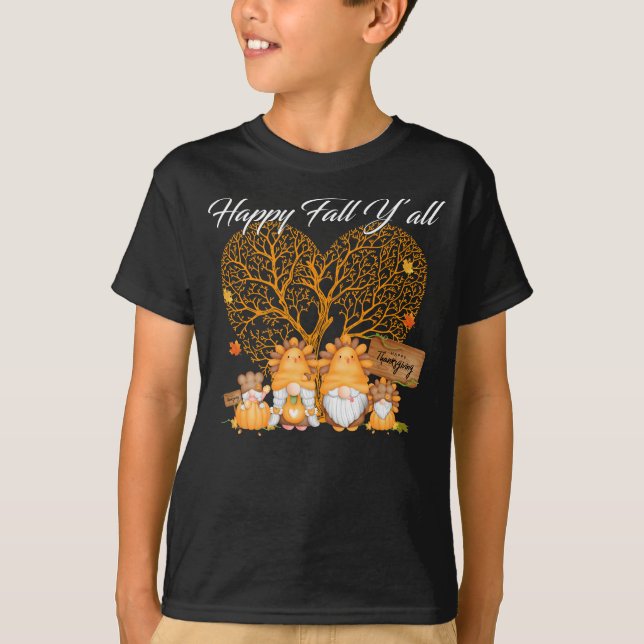 Happy Fall Y'all T-shirt Gnome Leopard Citrouille (Devant)