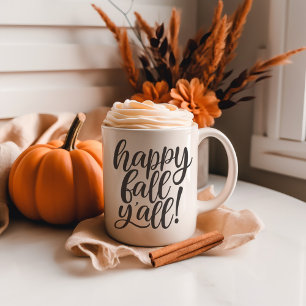 Happy Fall Y'all Trendy Calligraphy Mug