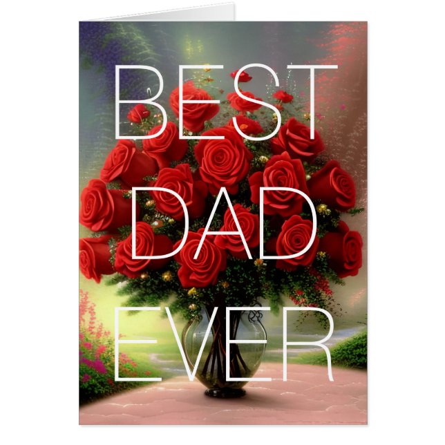 Happy Father's Day Card Red Roses Floral (Devant)