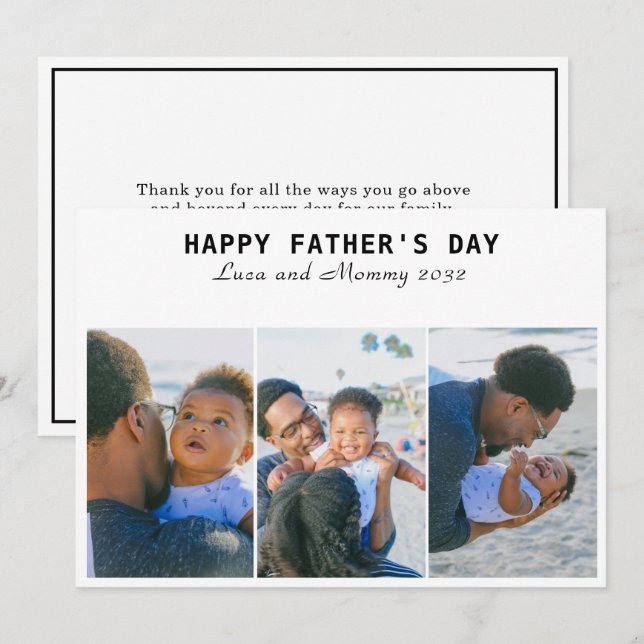 Happy Fête des pères 3 Photo Collage Carte de vaca (Devant / Derrière)