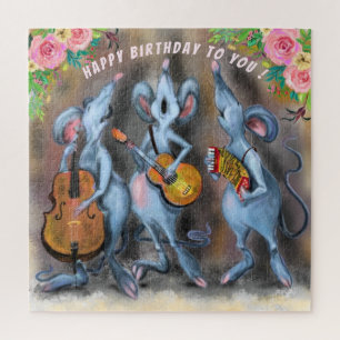 Happy Funny Bande de souris Puzzle Votre texte / n