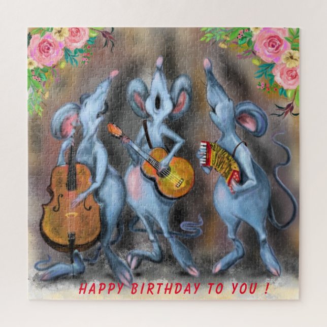 Happy Funny Bande de souris Puzzle Votre texte / n (Vertical)