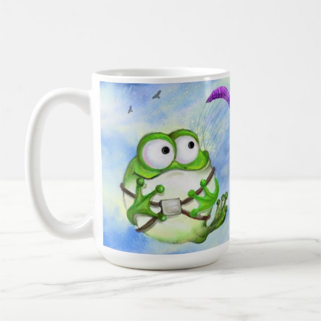 Happy Funny Frog Paraglider Mug (Gauche)