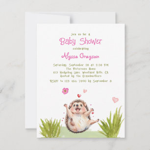 Happy Garden Party Hedgehog Baby shower Invitation