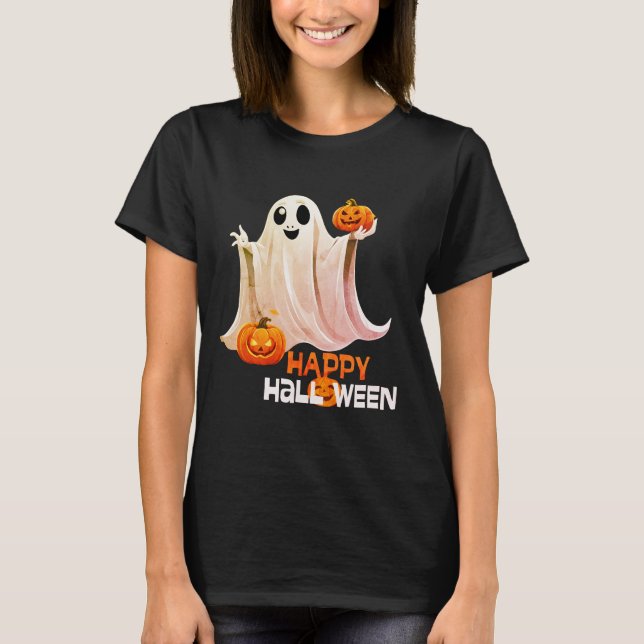 Happy Ghost Happy Halloween T-Shirt (Devant)