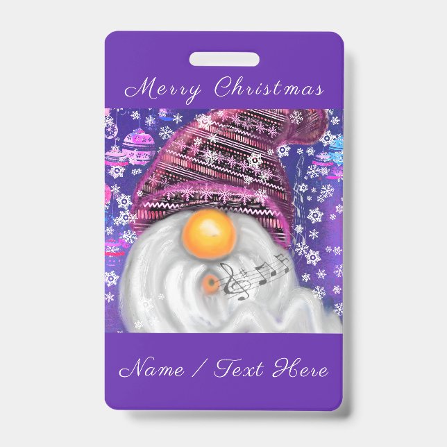 Happy Gnome Personnalisé Nom de Noël Badge (Avant)