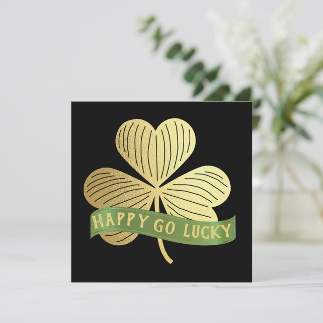 Happy Go Lucky Gold Shamrock St Patrick's Day (Debout devant)