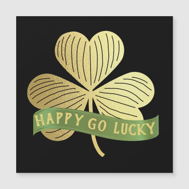 Happy Go Lucky Gold Shamrock St Patrick's Day (Devant)