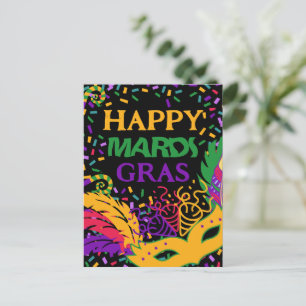 happy gras mardi noir carte postale