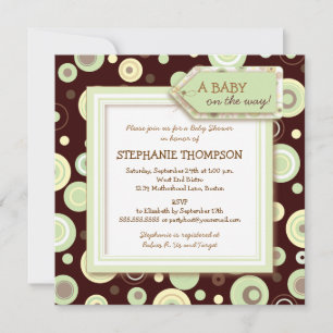 Happy Green Dots Invitation Baby shower neutre