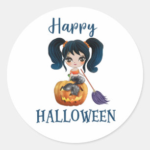 Happy Halloween autocollant rond Girl Mermaid auto