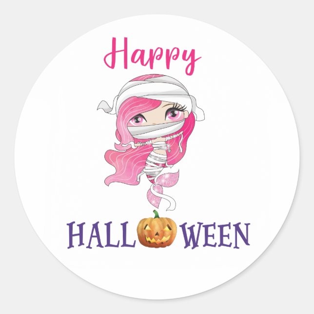 Happy Halloween autocollant rond Girl Mermaid auto (Devant)
