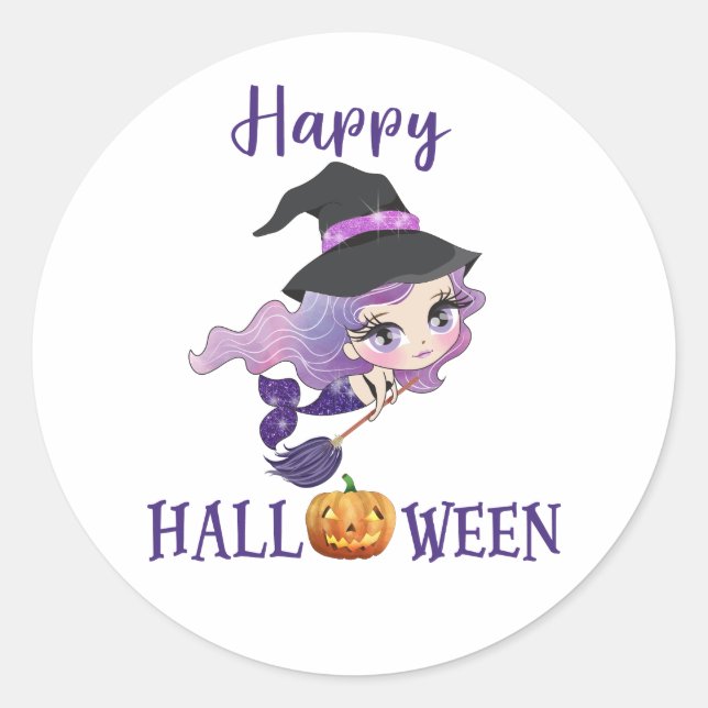 Happy Halloween autocollant rond Mermaid autocolla (Devant)