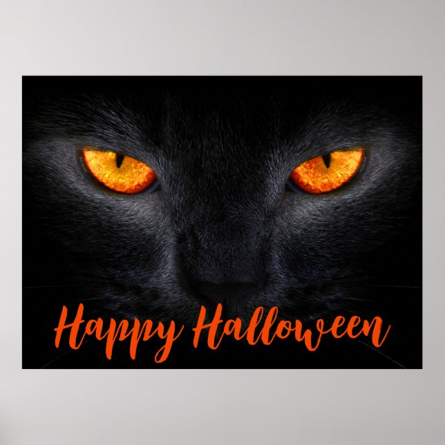 Happy Halloween Black Cat Poster (Devant)