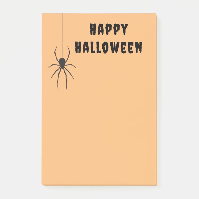 Happy Halloween Black Spider Orange Post-It Notes (Devant)