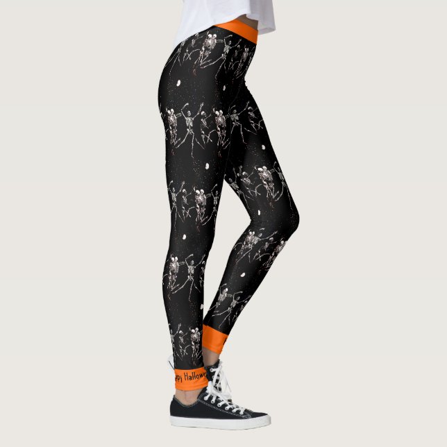 Happy Halloween Bone Dancing Skeletons Leggings (Droite)