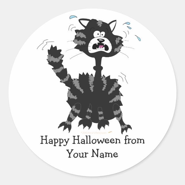 Happy Halloween Chat Noir Drôle Stickers Personnal (Devant)