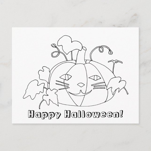 Happy Halloween Chat Visage Colorier Cadeau Cartes (Devant)