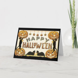 Happy Halloween Chats noirs et carte Citrouille