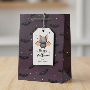 Happy Halloween chauve-souris étiquette cadeau per