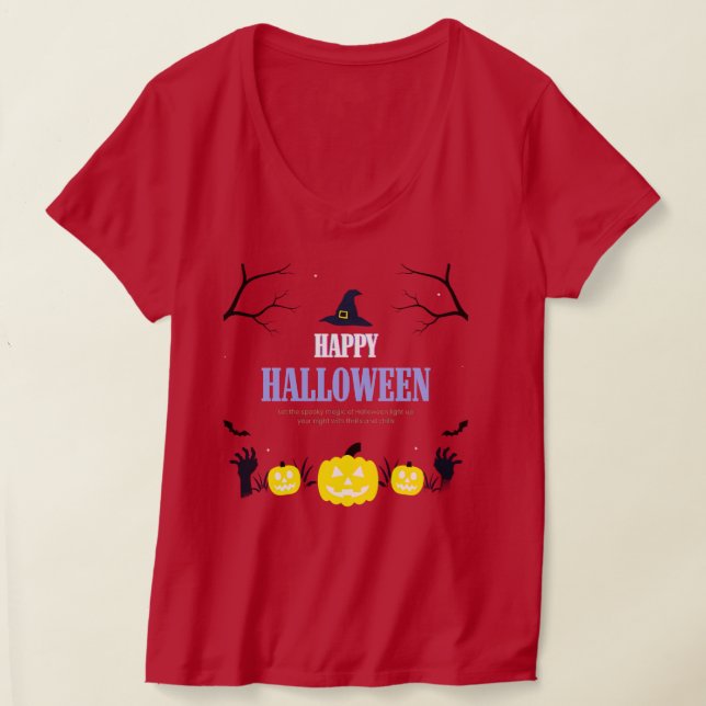 Happy Halloween Citrouille & Chats Orange T-Shirt (Poser)