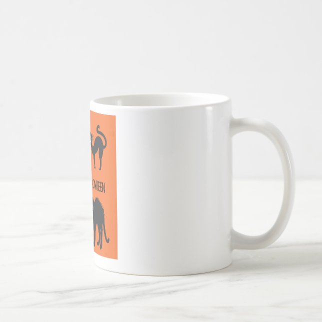 Happy Halloween Classique Mug Blanc Chats Noirs (Droite)