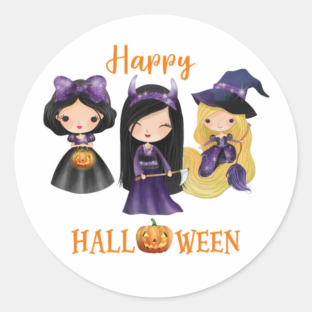 Happy Halloween collant rond Princess sticker (Devant)