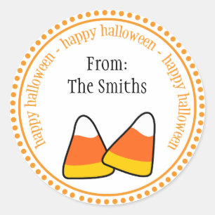 Happy Halloween Corn Dot Circle Étiquettes