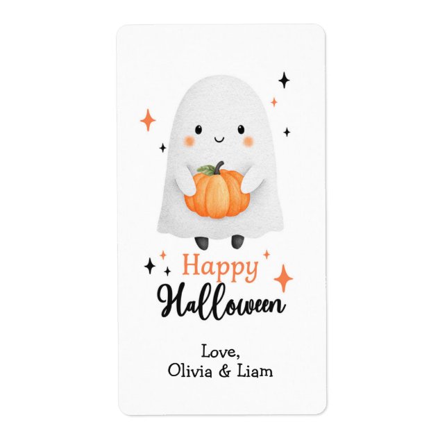 Happy Halloween Ghost Étiquettes d'expédition pers (Devant)