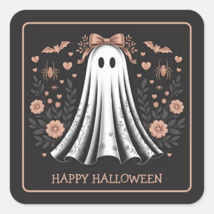 Happy Halloween Ghost Girl Sticker Carré