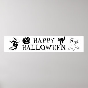 Happy Halloween noir et blanc Poster éffrayant